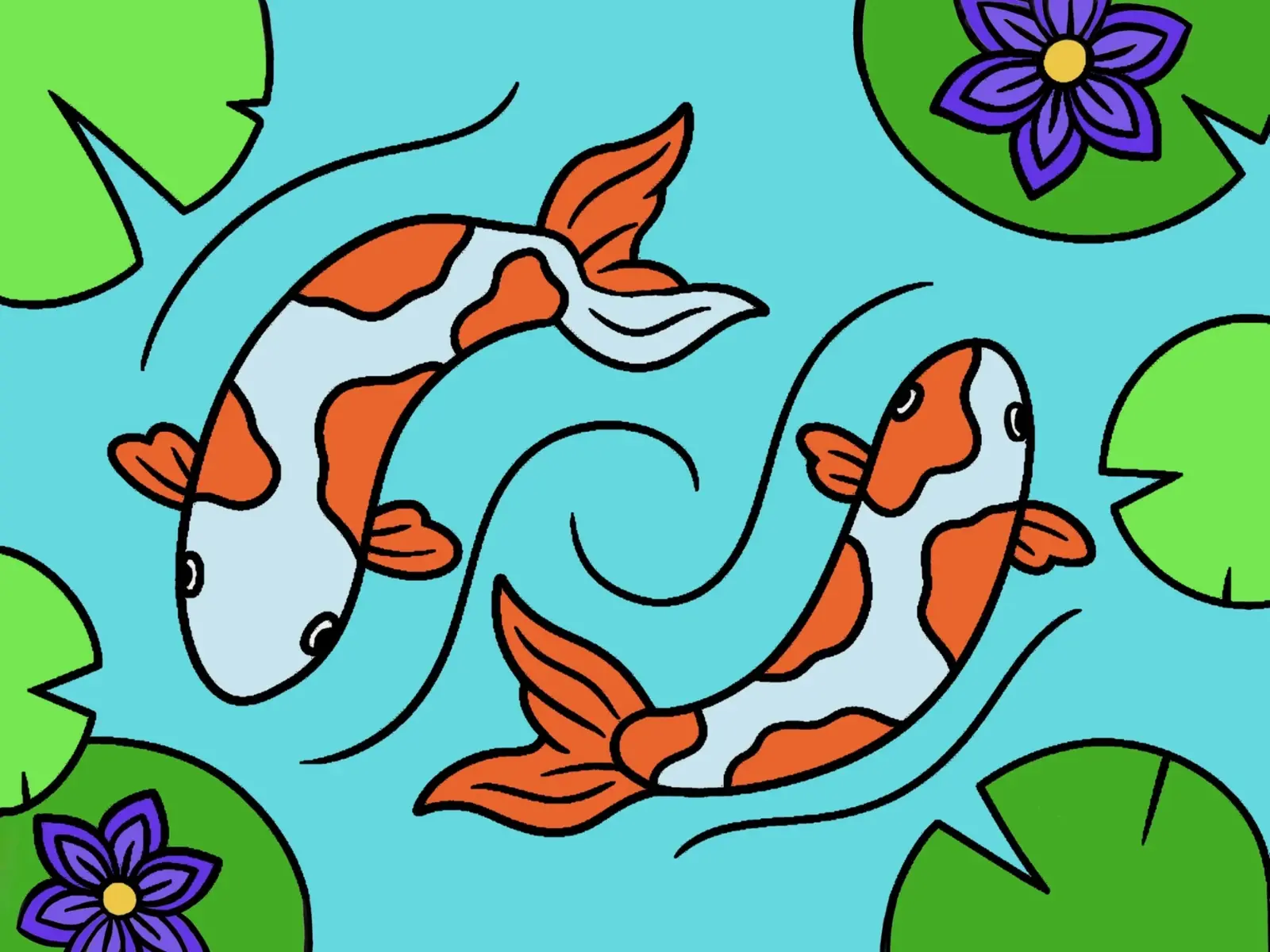 Bright koi pond artwork used on the Koi scratch panel.