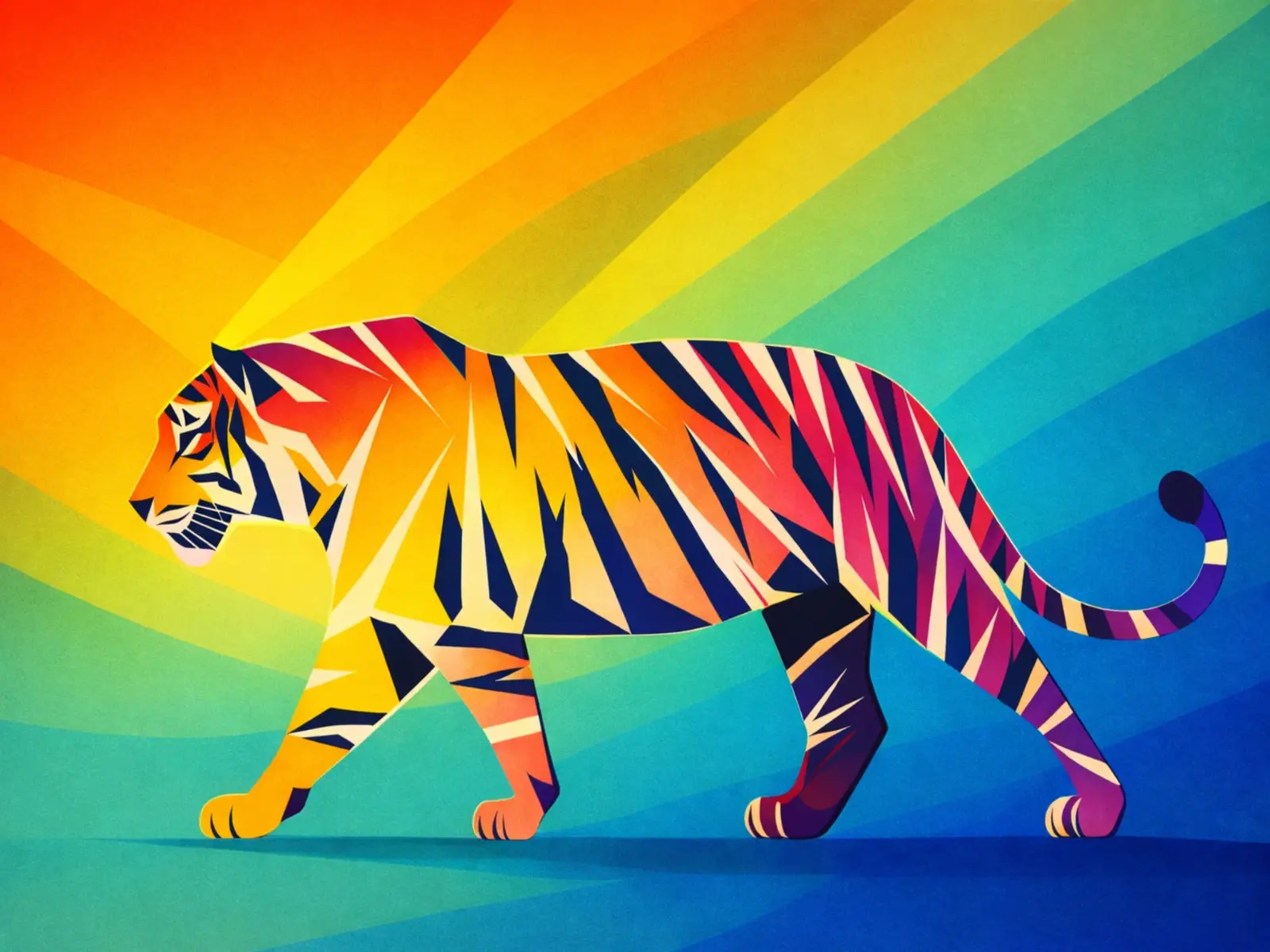Colorful geometric tiger artwork used on the Tiger scratch panel.
