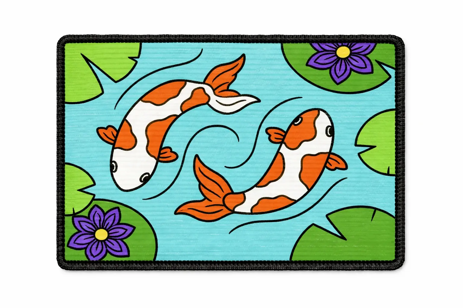 Koi scratch panel with a black bound edge.